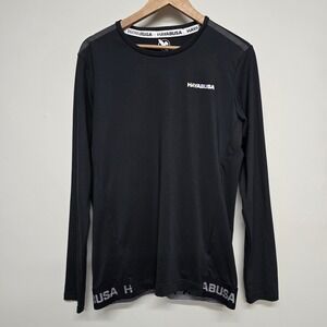 Hayabusa Rash Guard Mens Medium Black Long Sleeve Compression MMA Gorpcore